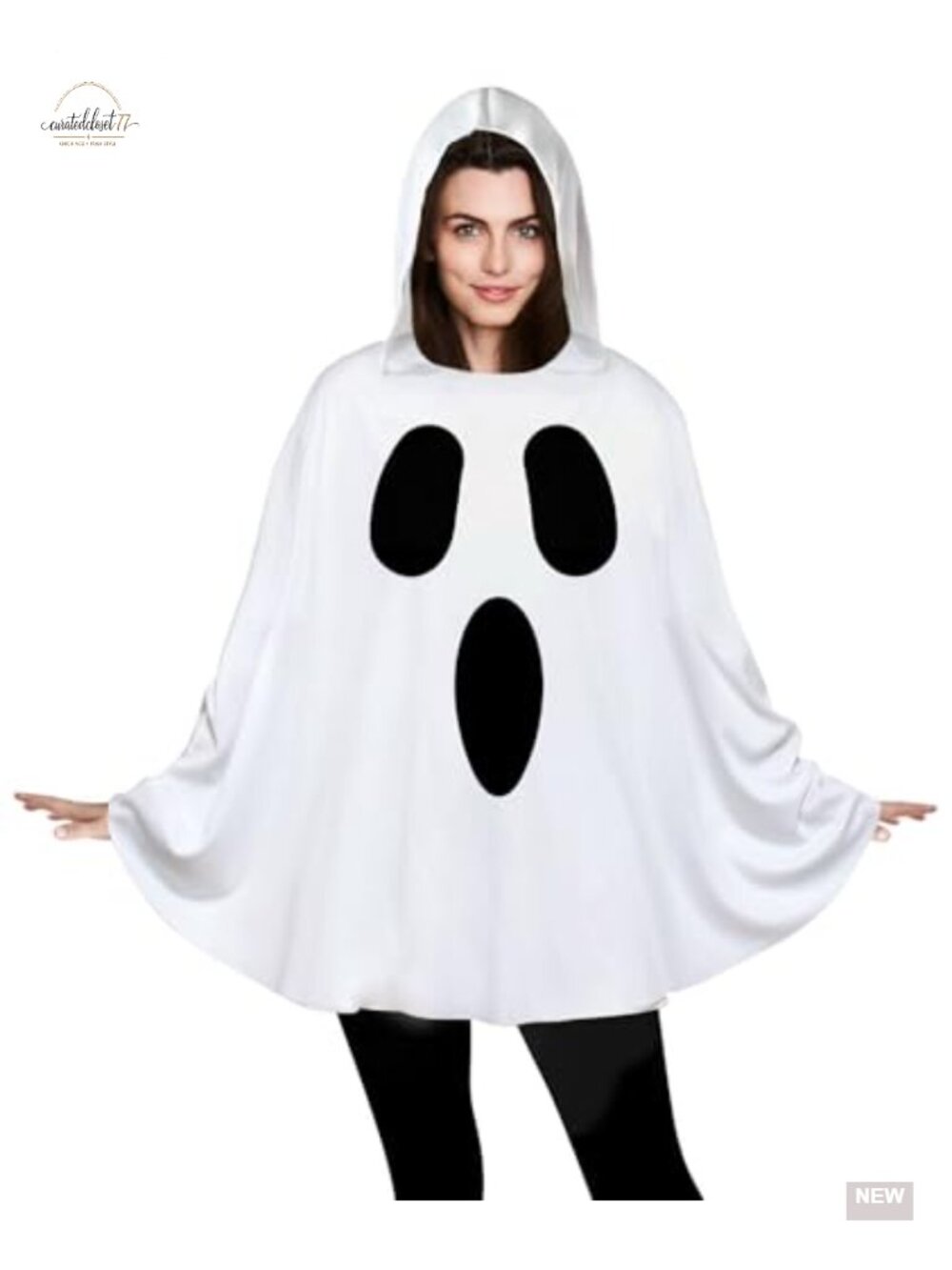 Ghost Costume for Women Hooded Poncho Halloween Cosplay Cape
